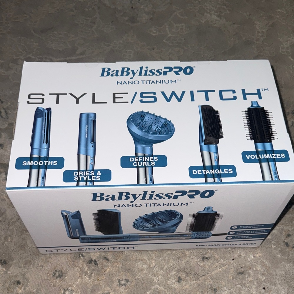 New BaBylissPRO Nano Titanium Multi-Styler travel friendly lightweight new box